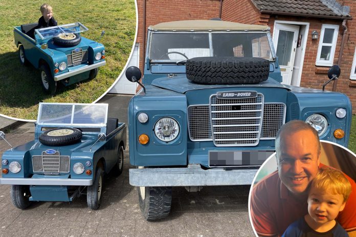 Dad builds a miniature version of the family's Land Rover for a car-mad son

