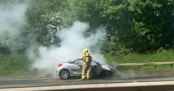 Live updates as the A46 closed after the car went up in flames

