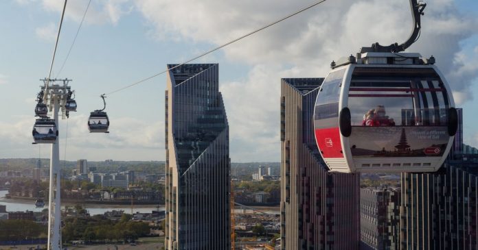 Record increase in use of the London cable car according to TikTok videos

