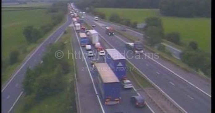 Traffic is queueing for miles on the A1 northbound