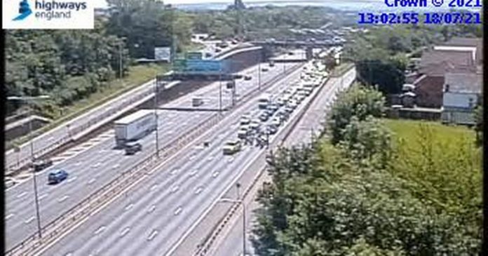 Traffic is being held on the M25