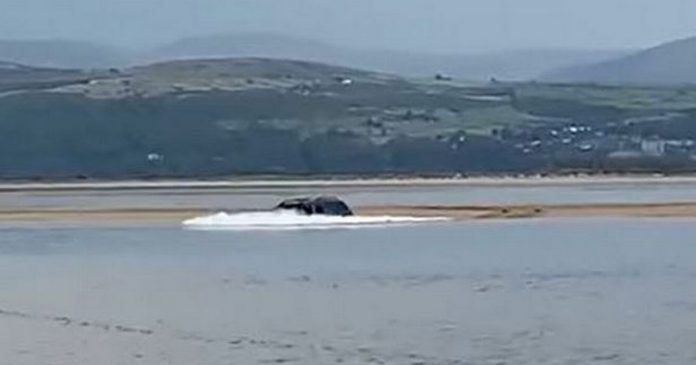 The video shows a 4x4 driver desperately trying to save the car from the flood after being 