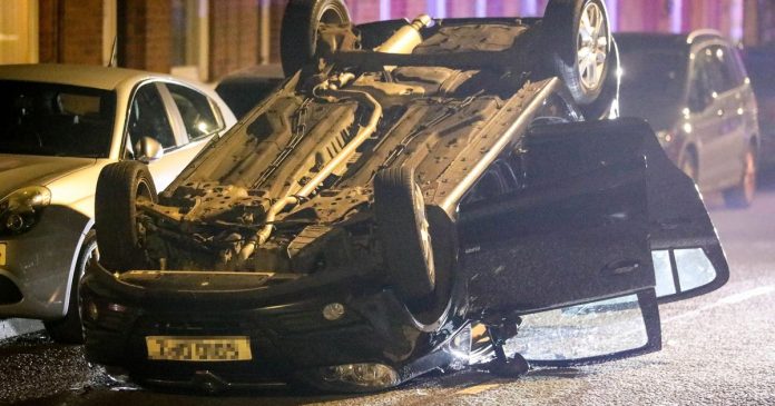 Woman, 19, injured after the car collapsed on the roof in the early hours of the morning

