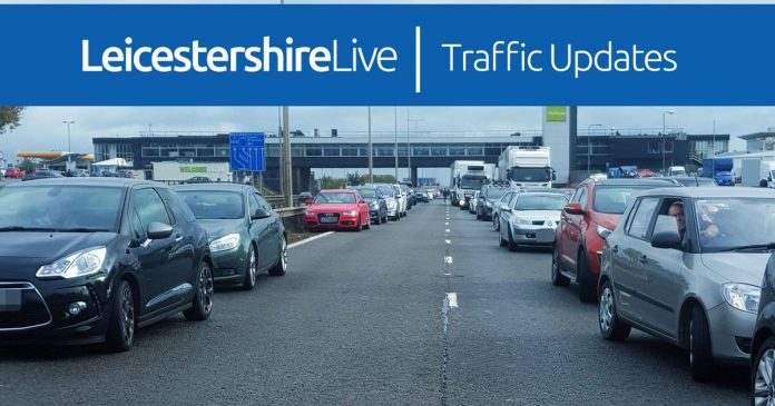 Truck and car accident blocks lane of the M1 in Leicestershire

