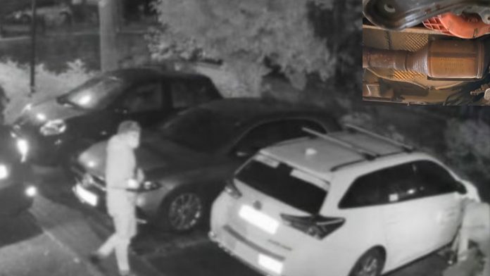WATCH: Yobs are trying to steal the catalyst from man's car

