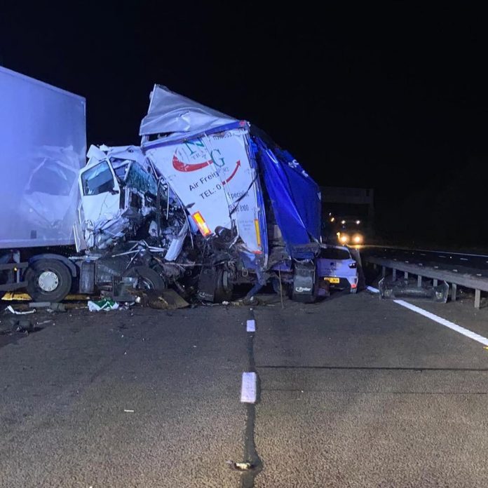 Truck and car collide in Oxfordshire motorway accident


