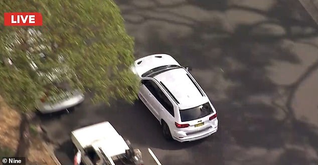 Ms. Berejiklian was apparently in a white jeep (pictured) after her resignation when media teams followed her, but it turned out to be a decoy