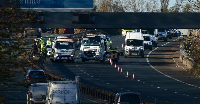 Three car accidents cause traffic chaos on the M62 during morning rush hour

