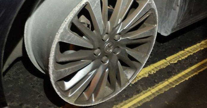 Motorists caught driving a car on rims were allowed by law twice, according to police

