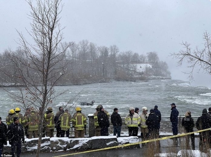 Rescue workers rushed to the site to assess the situation after a car crashed into the Niagara River and quickly approached the falls on Wednesday afternoon