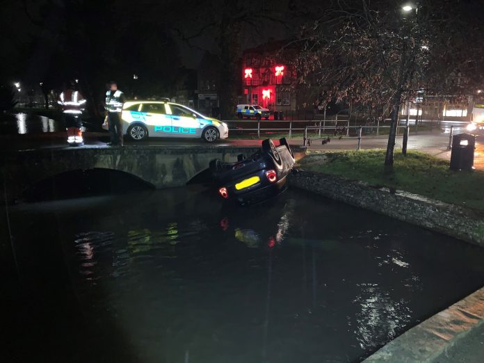 Drinks driver tips car into the Cotswolds village river

