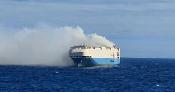 The cargo ship was carrying thousands of Porsche and Volkswagen vehicles