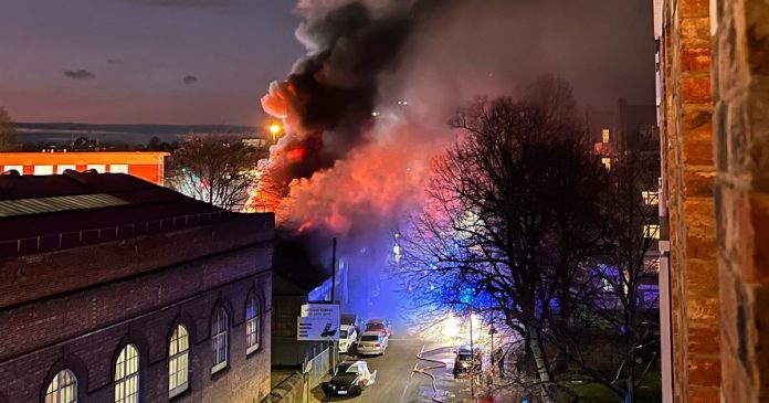 Acton fire: First photos from the scene show burning car garage engulfed by flames and smoke billowing into the sky
