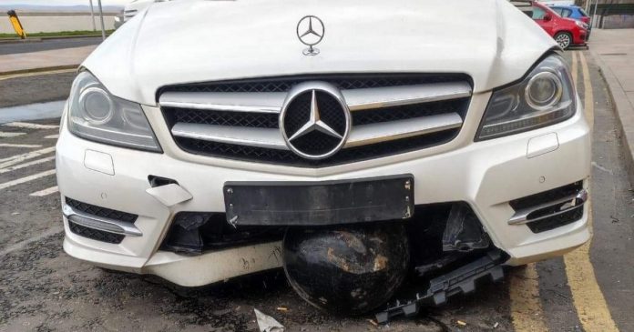 Scots motorist ruins plush car after driving with steel ball underneath vehicle
