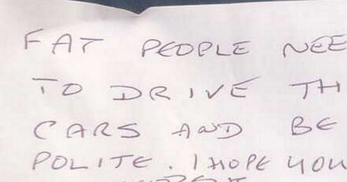 Woman fat-shamed in 'horrible' note after Sainsbury's car park incident hits out at driver
