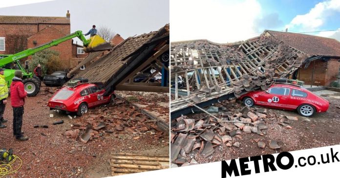 Classic car collection destroyed as barn collapsed in Storm Eunice
