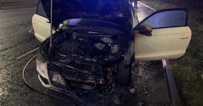 Woman tells of lucky escape on A66 after car burst into flames and 'lovely couple' stopped to help
