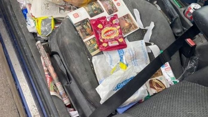 'UK's messiest car' filled with McDonald's and Gregg's sparks £2,500 fine warning

