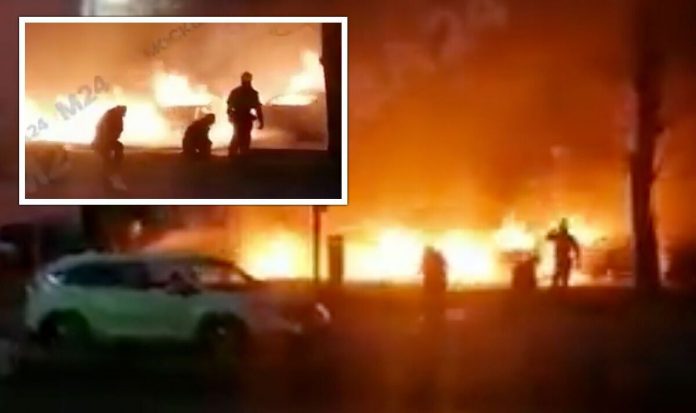  Russia news: Huge fire rips through Moscow street after car explosions |  World |  News
