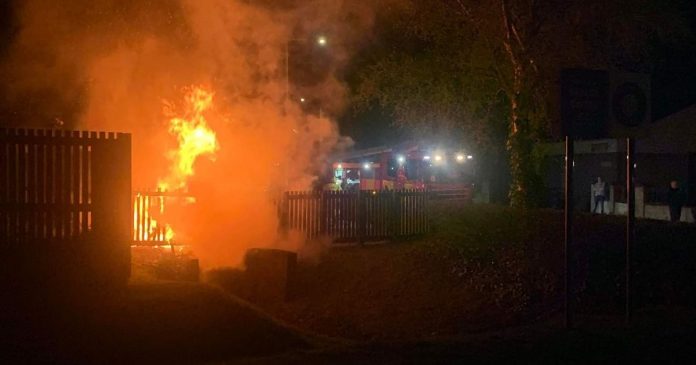 Car goes up in flames on Scots street as emergency services tackle inferno
