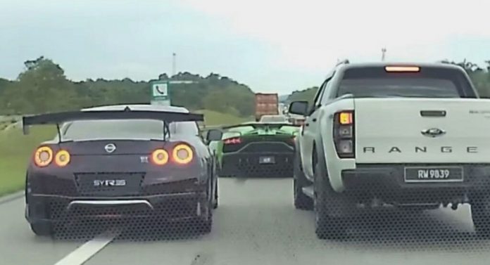 Ford Ranger Driver Takes His Road Rage Out On A Flock Of Supercars
